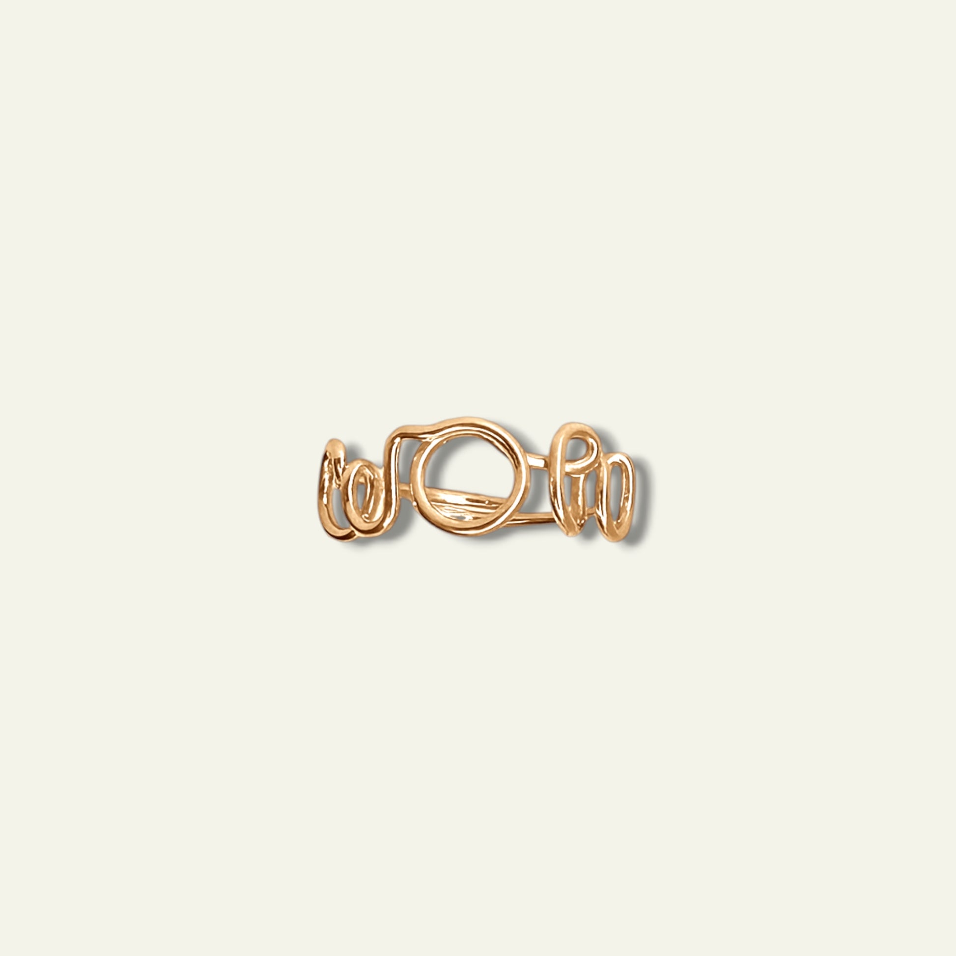 Anello MOM/WOW in oro giallo scritta WOW - Trame Gioielli
