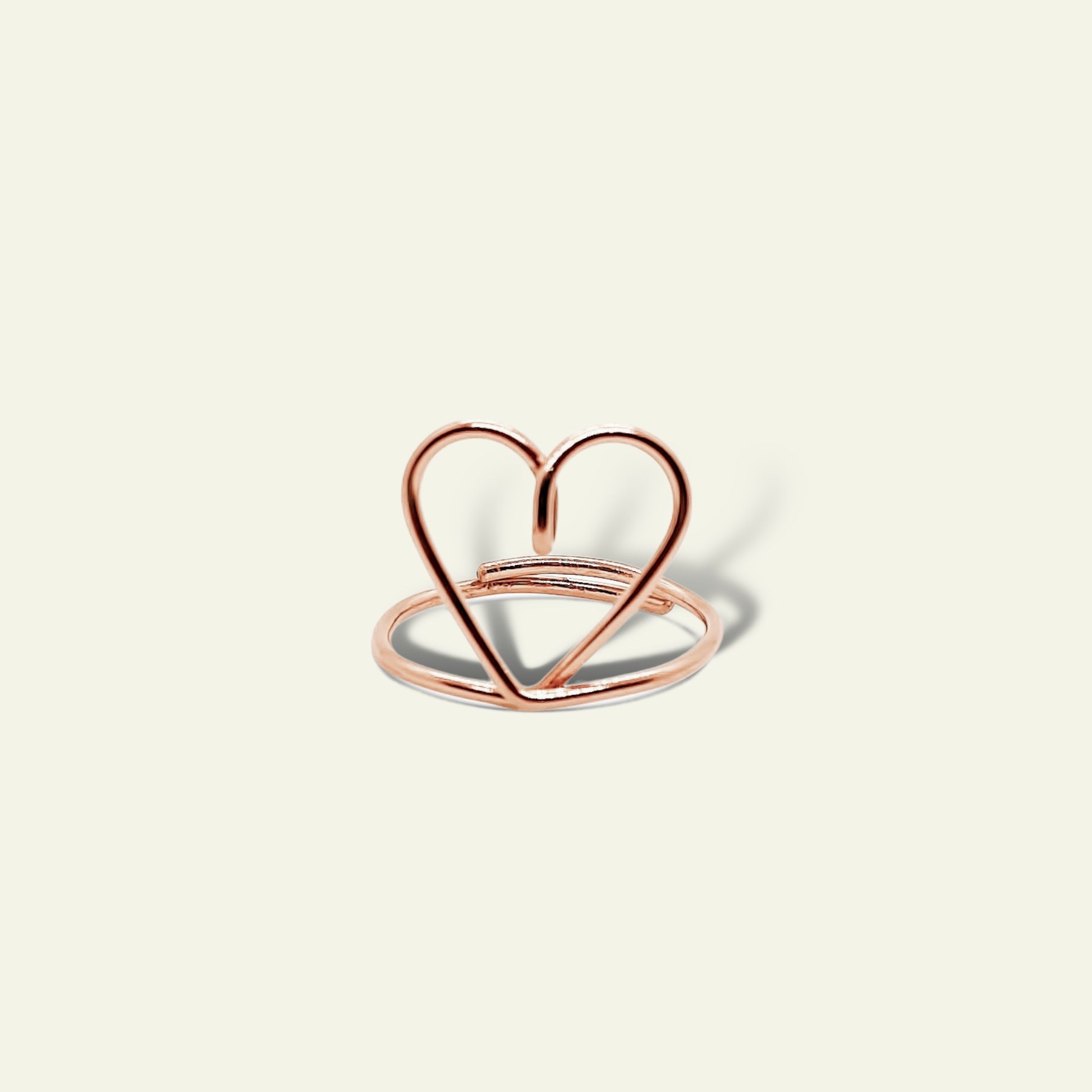 Anello cuore artigianale in oro rosa fatto a mano - Trame Gioielli
